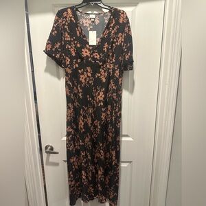 A New Day Floral Maxi Dress with Short Sleeves